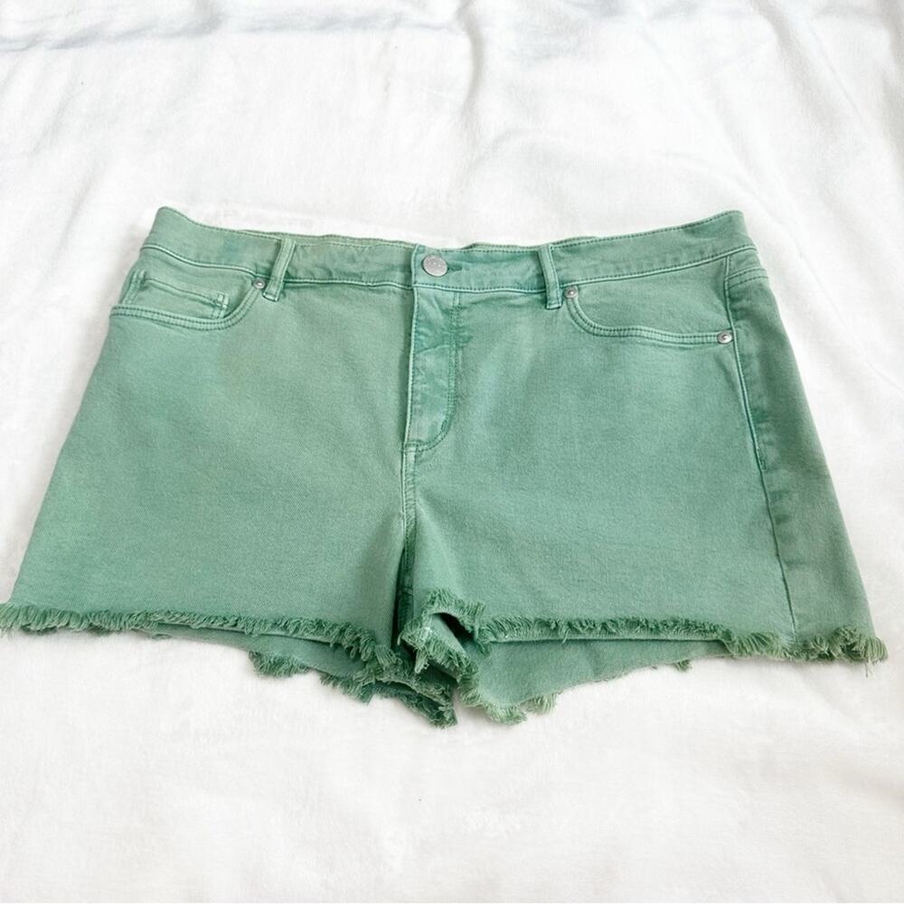 Loft Chic Green denim Women's Jean Shorts size 31 12 NWT new